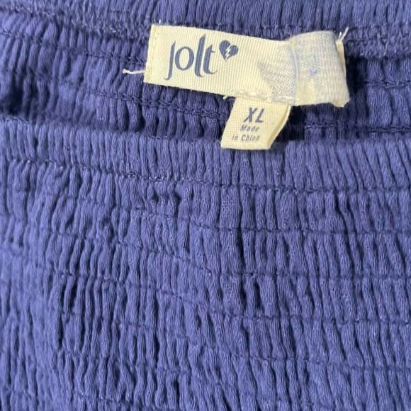 Jolt NWOT Women's Rouched Front Embroidered Navy Dress XL - Picture 11 of 16